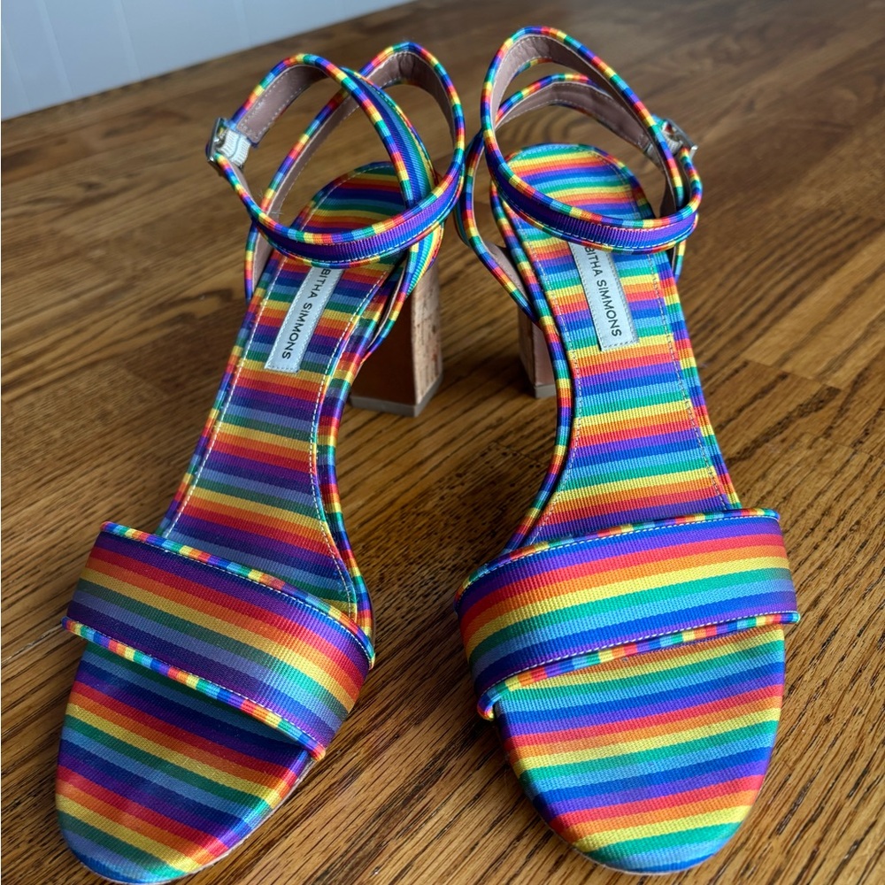 Tabitha Simmons Multicolor spring Striped Sandals Pride Gift Women’s Festival